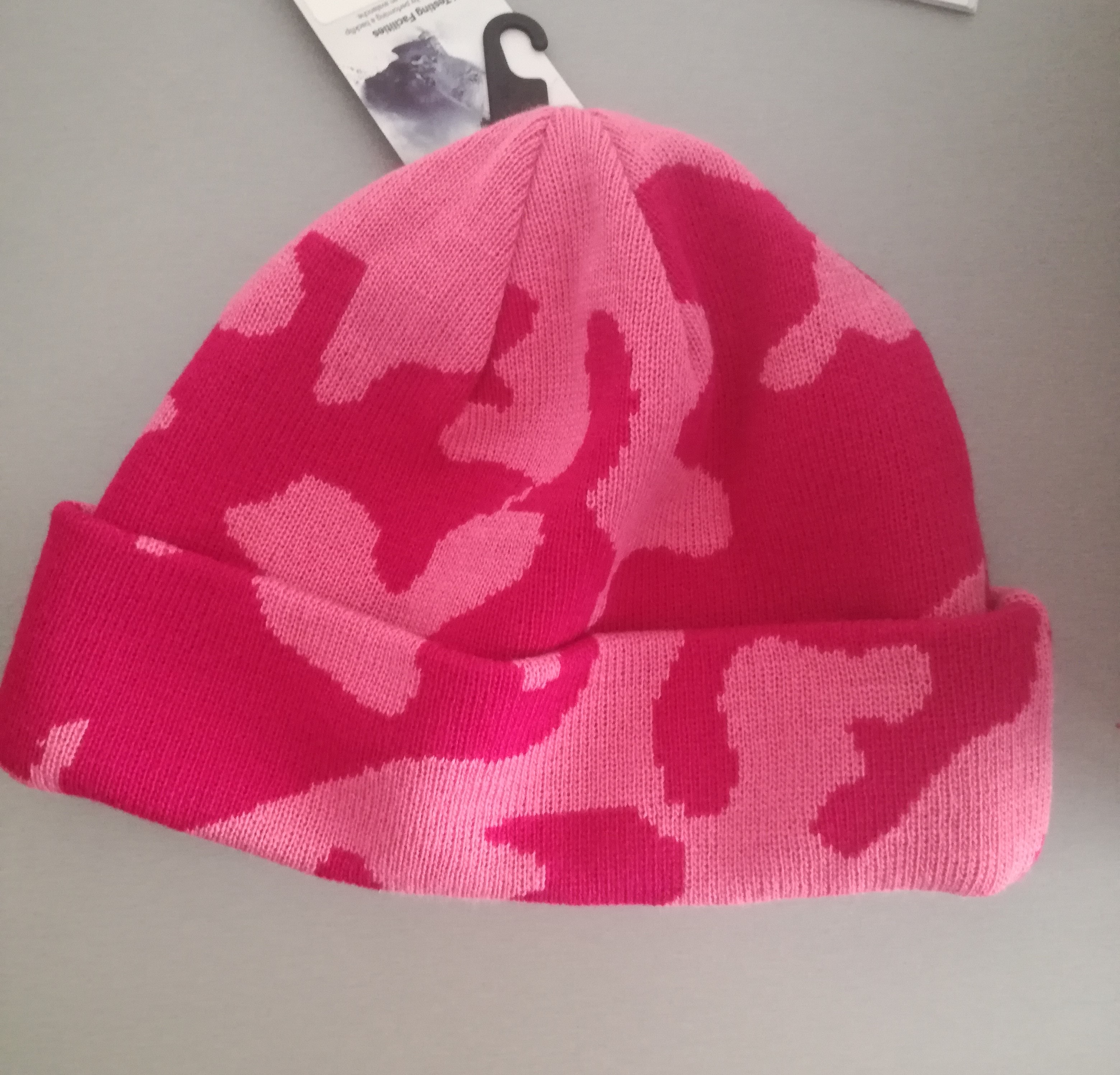 Pletená čepice KASK - Karamell Camo, růžová