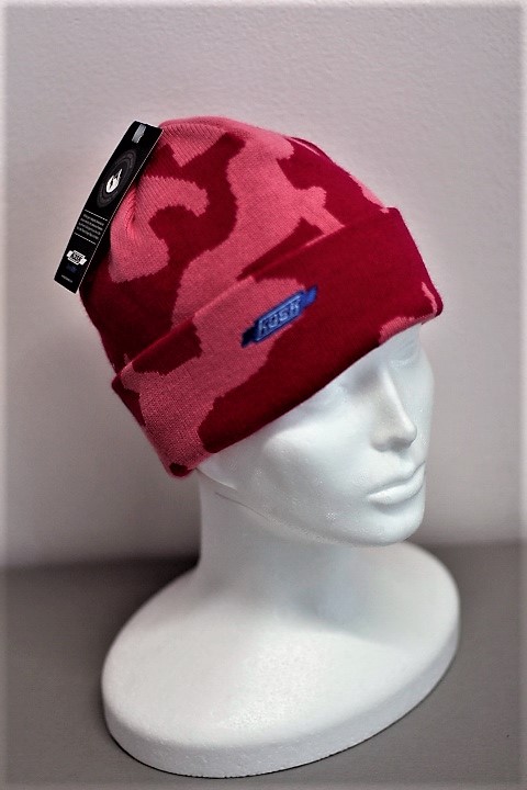 Pletená čepice KASK - Karamell Camo, růžová