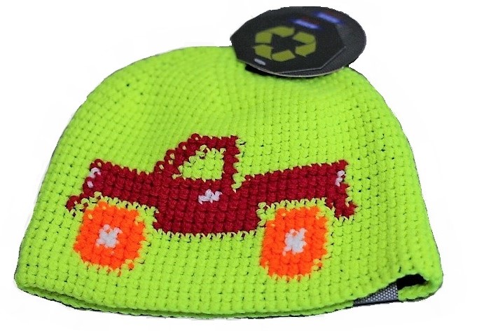 Dětská háčkovaná čepice KASK - Kids Flak Bil, neon žlutá