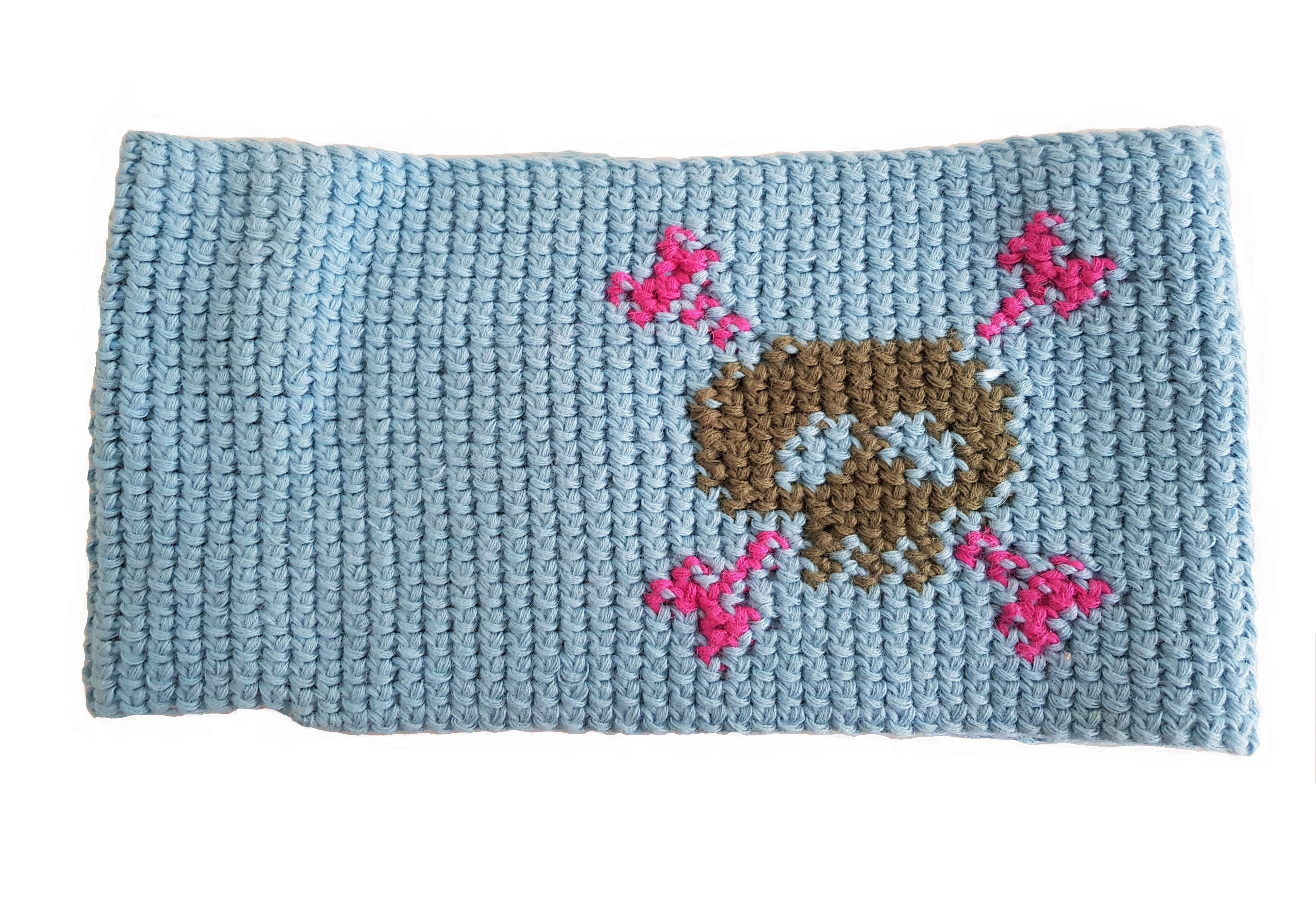 Háčkovaná čelenka KASK - HB Jolly Roger, světle modrá