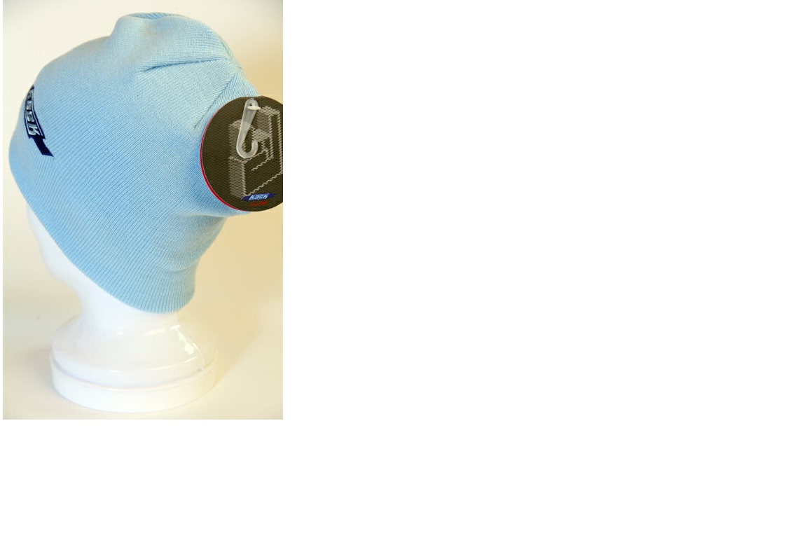 Pletená čepice KASK - Karamell, světle modrá