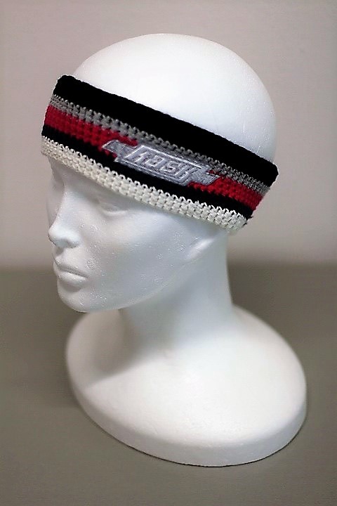 Háčkovaná čelenka KASK - HB Tennis stripes, červená