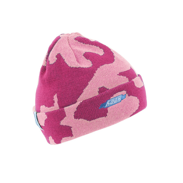 Pletená čepice KASK - Karamell Camo, růžová