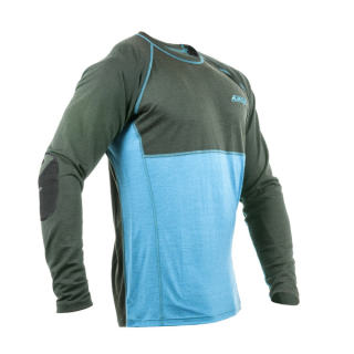 Pánské merino tričko KASK - Crew WARM 160, tmavě zelená/modrá