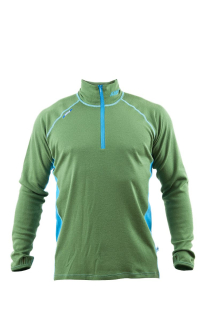 Pánské merino tričko KASK - Polo 300, zelená/modrá